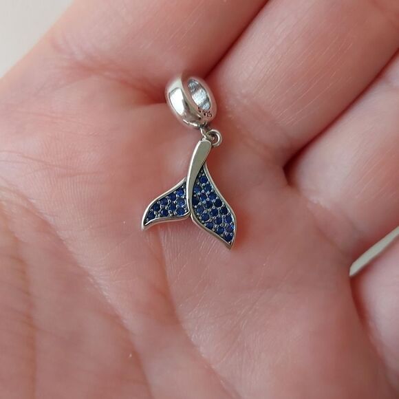 925 Sterling Silver Mermaid Tail Charm - Picture 7 of 8